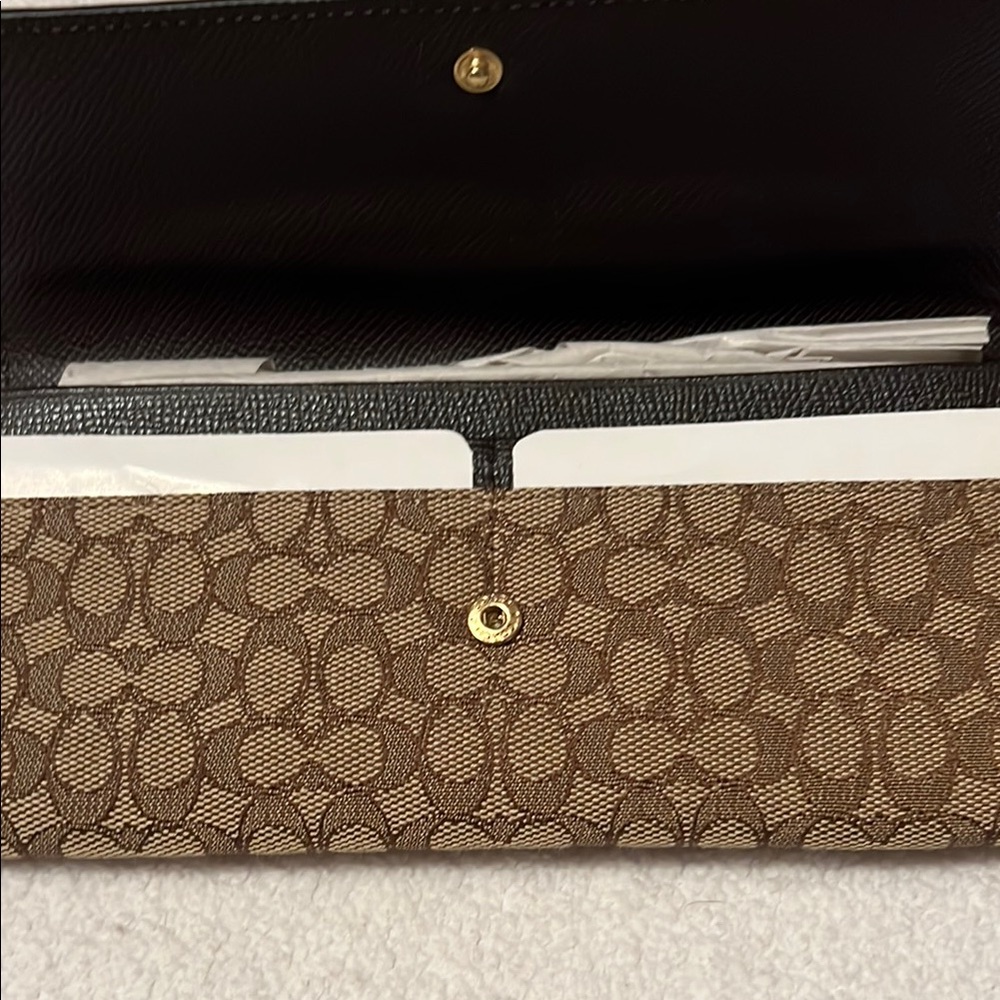 Coach Brown leather / Brown signature pattern Wallet - Picture 3 of 6